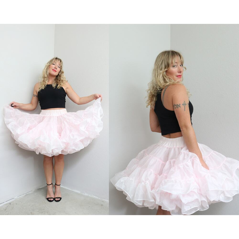 1970's Vintage Pink Crisp Full Petticoat Square Dance Skirt ~ Women's XS SM MD
